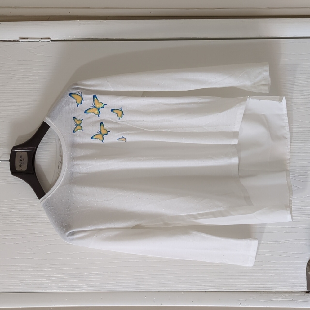 White Summer Blouse with Long Sleeves